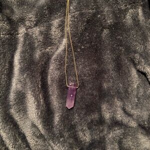 Purple large amethyst Crystal Pendant Necklace